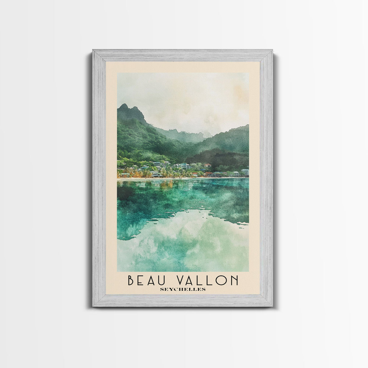 Beau Vallon, Seychelles Watercolor Beach Print, Vacation Gift, Seychelles Wall Art, Beach Painting, Beach Decor, Beach Painting