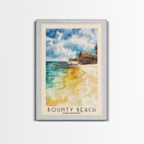 Bounty Beach, Philippines Watercolor Beach Print, Vacation Gift, Philippines Wall Art, Framed Canvas Print, Framed Beach Painting