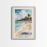 Bávaro Beach, Dominican Republic Watercolor Beach Print, Vacation Gift, Dominican Republic Wall Art, Framed Canvas Print, Framed Beach Painting