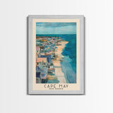 Cape May, New Jersey Watercolor Beach Print, Vacation Gift, New Jersey Wall Art, Framed Canvas Print, Framed Beach Painting