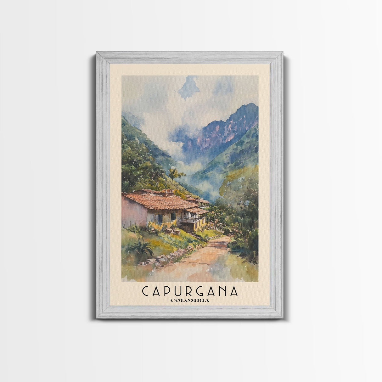 Capurgana, Colombia Watercolor Beach Print, Vacation Gift, Colombia Wall Art, Framed Canvas Print, Framed Beach Painting