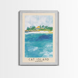 Cat Island, Bahamas Watercolor Beach Print, Vacation Gift, Bahamas Wall Art, Framed Canvas Print, Framed Beach Painting