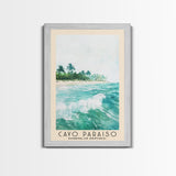 Cayo Paraiso, Dominican Republic Watercolor Beach Print, Vacation Gift, Dominican Republic Wall Art, Framed Canvas Print, Framed Beach Painting