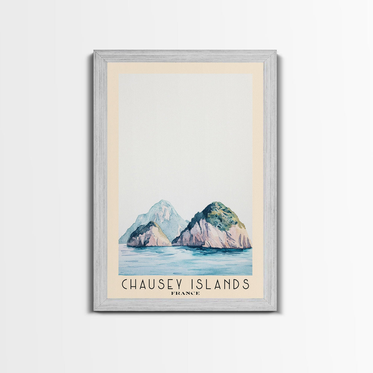 Chausey Islands, France Watercolor Beach Print, Vacation Gift, France Wall Art, Framed Canvas Print, Framed Beach Painting