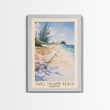 Chill Island Beach, Bahamas Watercolor Beach Print, Vacation Gift, Bahamas Wall Art, Framed Canvas Print, Framed Beach Painting