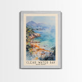 Clear Water Bay, Hong Kong Watercolor Beach Print, Vacation Gift, Hong Kong Wall Art, Framed Canvas Print, Framed Beach Painting