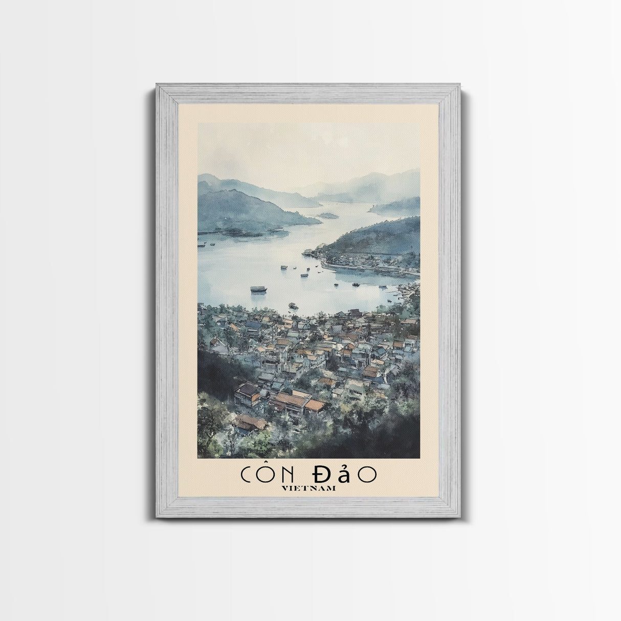 Côn Đảo, Vietnam Watercolor Beach Print, Vacation Gift, Vietnam Wall Art, Framed Canvas Print, Framed Beach Painting