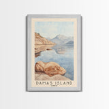 Damas Island, Chile Watercolor Beach Print, Vacation Gift, Chile Wall Art, Framed Canvas Print, Framed Beach Painting