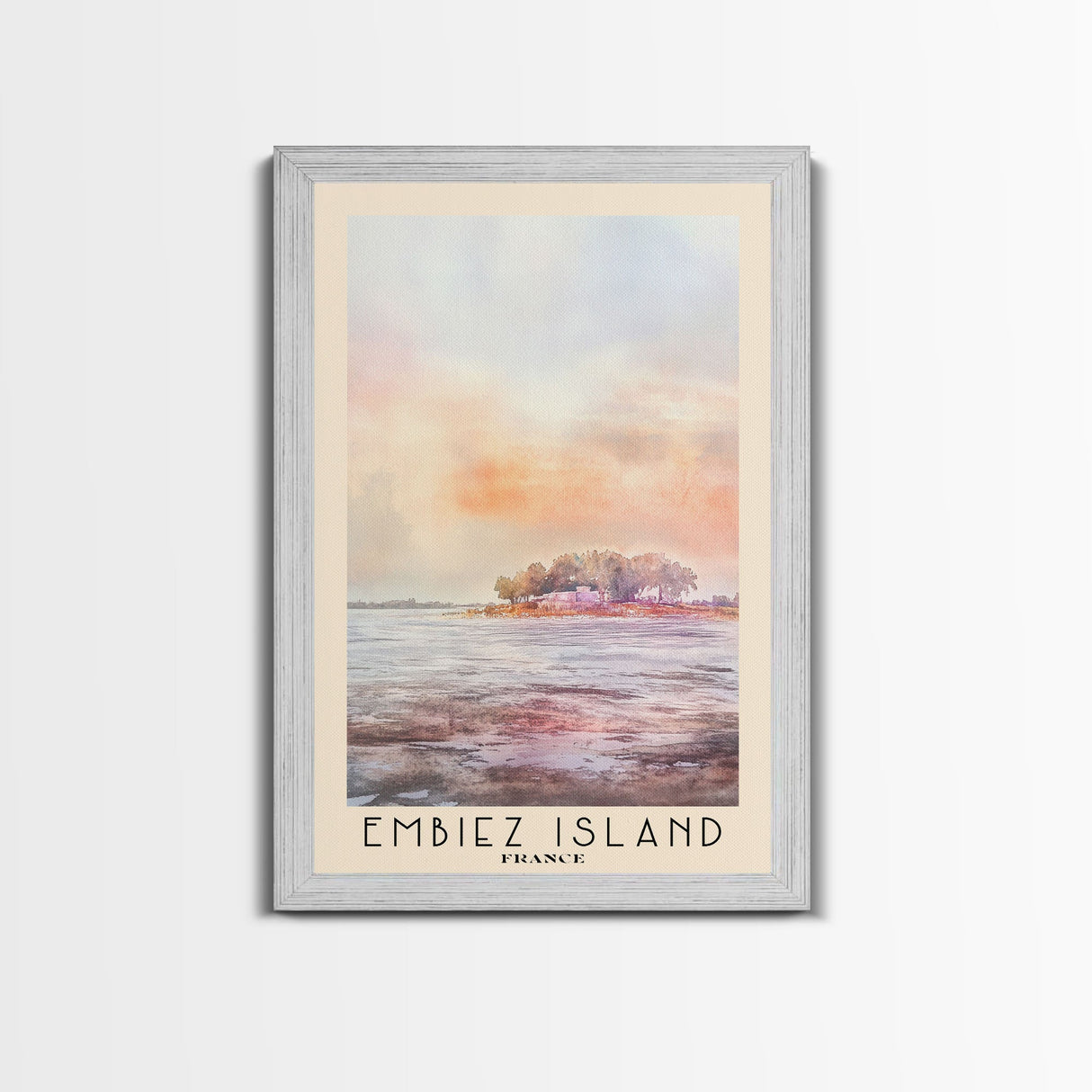 Embiez Island, France Watercolor Beach Print, Vacation Gift, France Wall Art, Framed Canvas Print, Framed Beach Painting