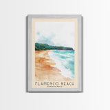 Flamenco Beach, Puerto Rico Watercolor Beach Print, Vacation Gift, Puerto Rico Wall Art, Framed Canvas Print, Framed Beach Painting