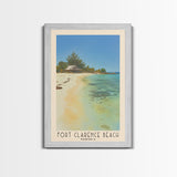 Fort Clarence Beach, Jamaica Watercolor Beach Print, Vacation Gift, Jamaica Wall Art, Framed Canvas Print, Framed Beach Painting