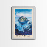 Isola Bella, Italy Watercolor Beach Print, Vacation Gift, Italy Wall Art, Framed Canvas Print, Framed Beach Painting