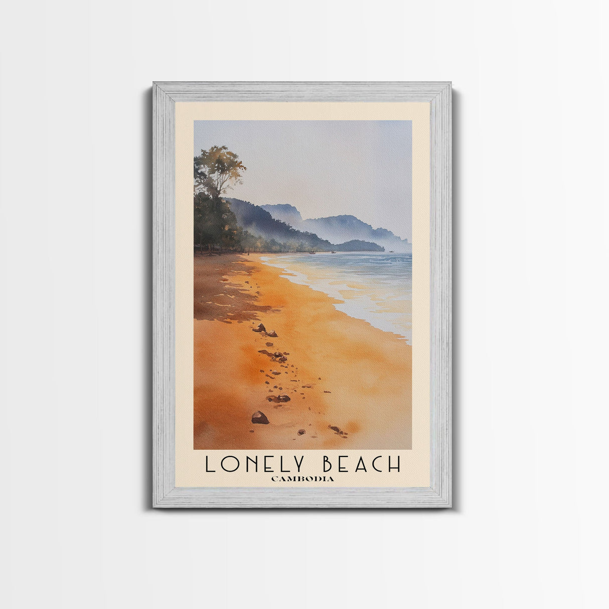 Lonely Beach, Cambodia Watercolor Beach Print, Vacation Gift, Cambodia Wall Art, Beach Painting, Beach Decor, Beach Painting