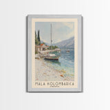 Mala Kolombarica, Croatia Watercolor Beach Print, Vacation Gift, Croatia Wall Art, Framed Canvas Print, Framed Beach Painting