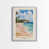 Mullins Beach, Barbados Watercolor Beach Print, Vacation Gift, Barbados Wall Art, Framed Canvas Print, Framed Beach Painting