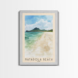 Natadola Beach, Fiji Watercolor Print, Vacation Gift, Fiji Wall Art, Beach Painting, Beach Decor, Large Wall Art, Wood Frame Art