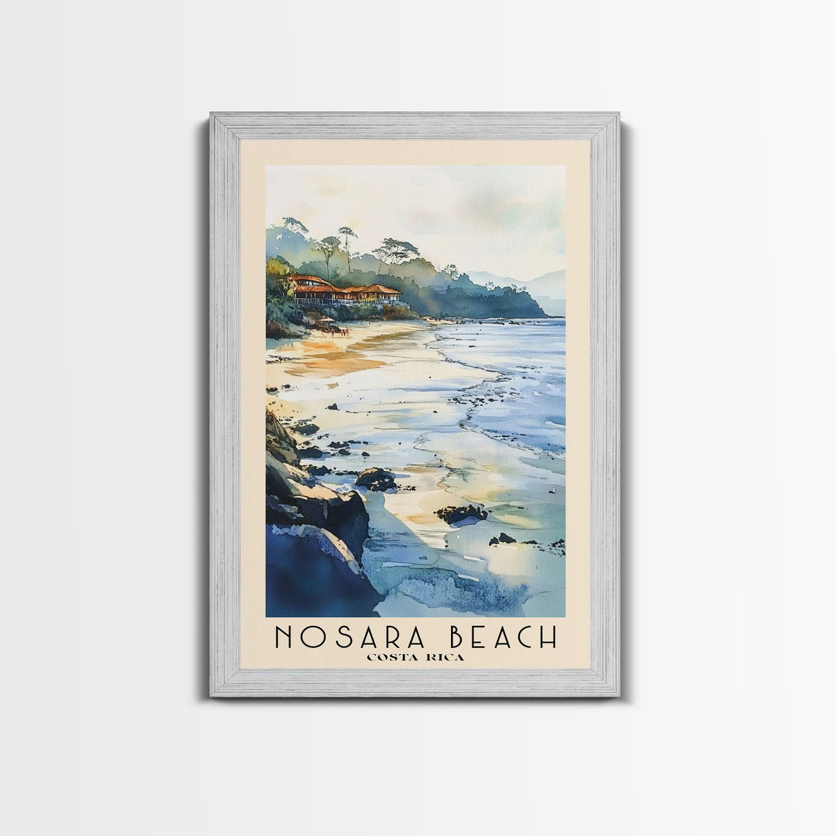 Nosara Beach, Costa Rica Watercolor Print, Vacation Gift, Costa Rica Wall Art, Beach Painting, Beach Decor, Large Wall Art, Wood Frame Art