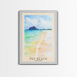 Nui Beach, Thailand Watercolor Print, Vacation Gift, Thailand Wall Art, Beach Painting, Beach Decor, Large Wall Art, Wood Frame Art