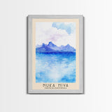 Nuka Hiva, French Polynesia Watercolor Beach Print, Vacation Gift, French Polynesia Wall Art, Framed Canvas Print, Framed Beach Painting