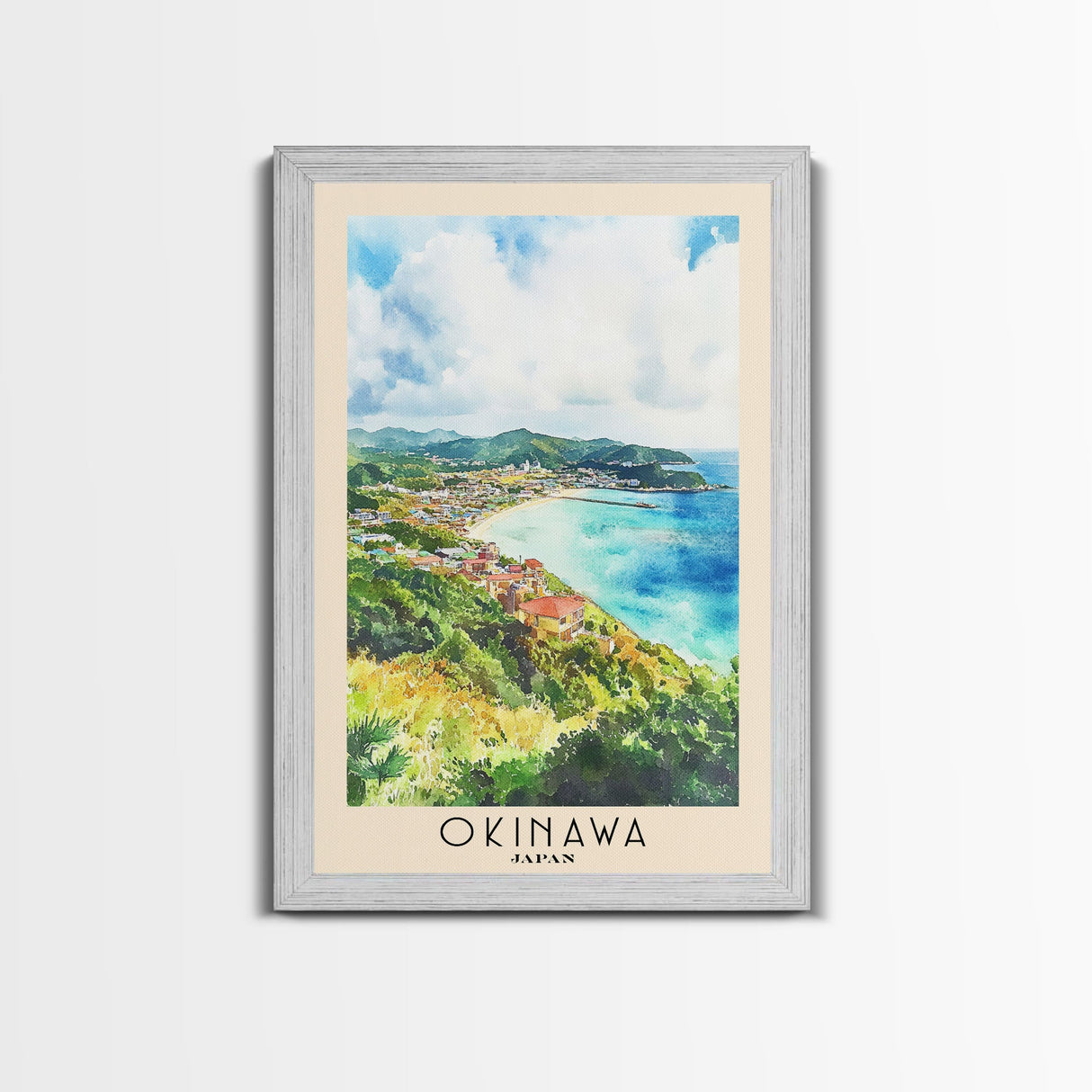 Okinawa, Japan Watercolor Beach Print, Vacation Gift, Japan Wall Art, Beach Painting, Beach Decor, Beach Painting