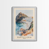 Pantelleria, Italy Watercolor Beach Print, Vacation Gift, Italy Wall Art, Framed Canvas Print, Framed Beach Painting