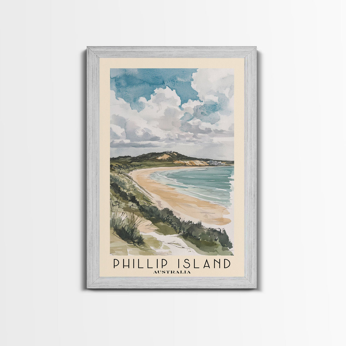 Phillip Island, Australia Watercolor Print, Vacation Gift, Australia Wall Art, Beach Painting, Beach Decor, Large Wall Art, Wood Frame Art