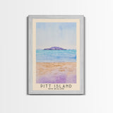 Pitt Island, New Zealand Watercolor Beach Print, Vacation Gift, New Zealand Wall Art, Framed Canvas Print, Framed Beach Painting