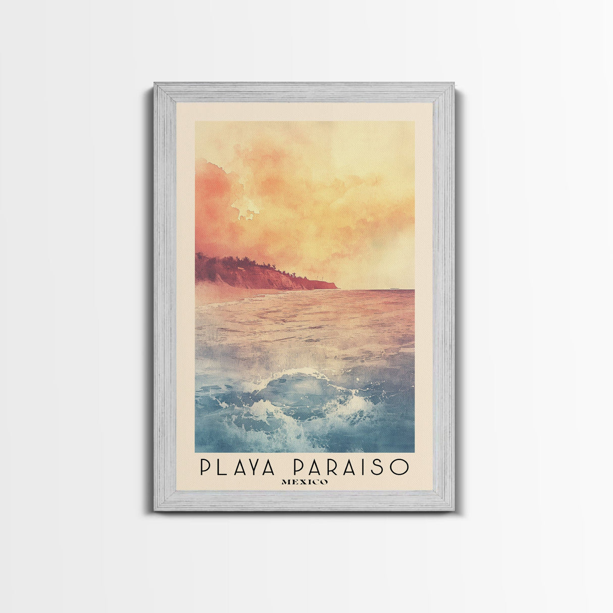 Playa Paraiso, Mexico Watercolor Beach Print, Vacation Gift, Mexico Wall Art, Beach Painting, Beach Decor, Beach Painting