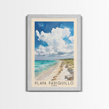 Playa Pariquillo, Cuba Watercolor Print, Vacation Gift, Cuba Wall Art, Beach Painting, Beach Decor, Large Wall Art, Wood Frame Art