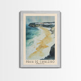 Praia de Cavaleiro, Portugal Watercolor Beach Print, Vacation Gift, Portugal Wall Art, Framed Canvas Print, Framed Beach Painting