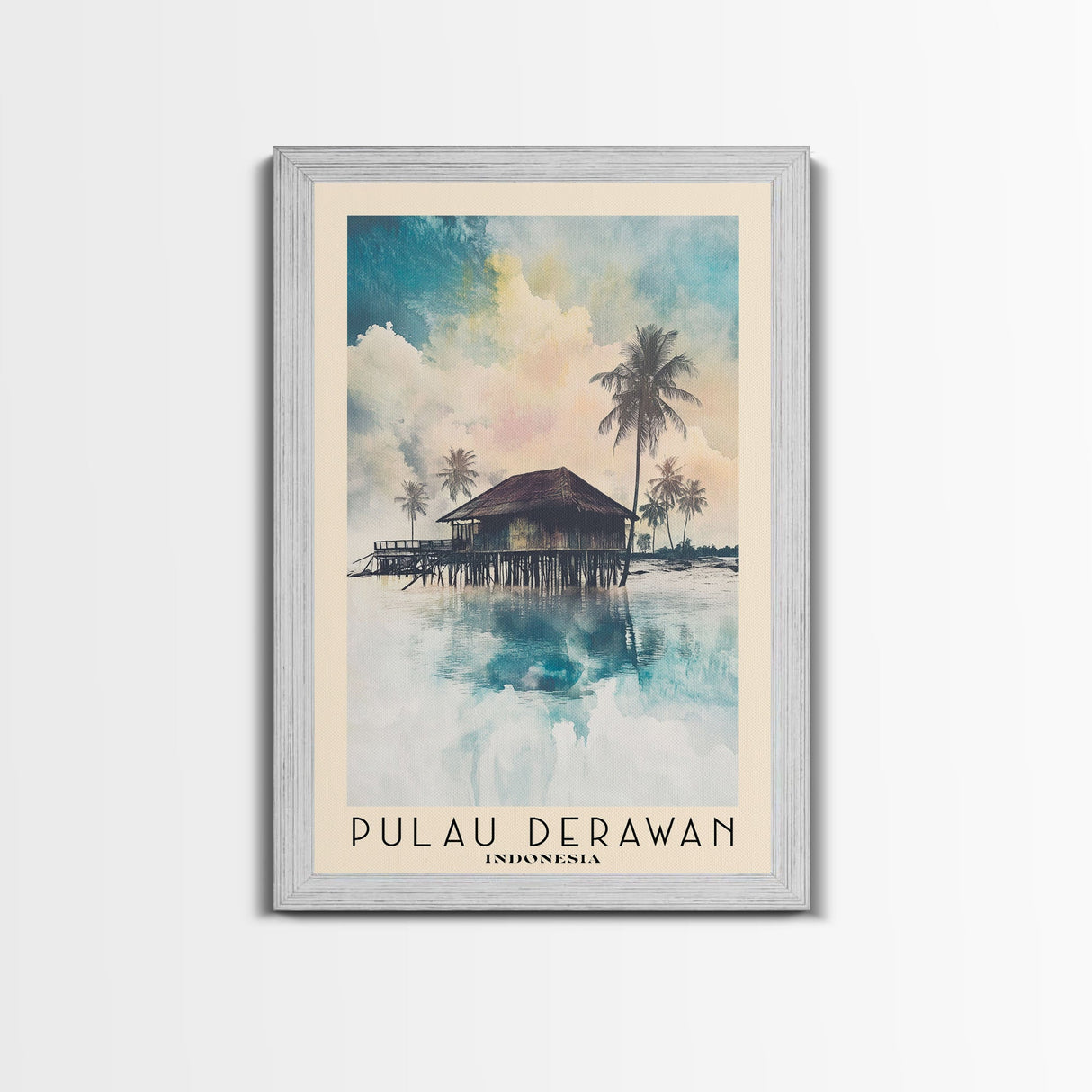 Pulau Derawan, Indonesia Watercolor Beach Print, Vacation Gift, Indonesia Wall Art, Beach Painting, Beach Decor, Beach Painting