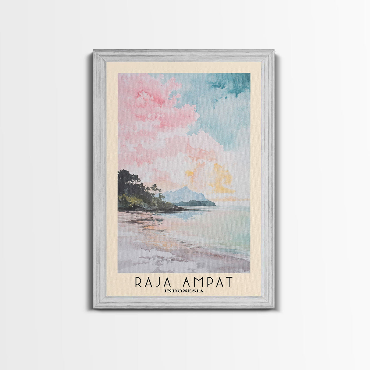 Raja Ampat, Indonesia Watercolor Beach Print, Vacation Gift, Indonesia Wall Art, Beach Painting, Beach Decor, Beach Painting