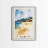 Ream Beach, Cambodia Watercolor Print, Vacation Gift, Cambodia Wall Art, Beach Painting, Beach Decor, Large Wall Art, Wood Frame Art