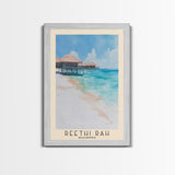 Reethi Rah, Maldives Watercolor Beach Print, Vacation Gift, Maldives Wall Art, Framed Canvas Print, Framed Beach Painting