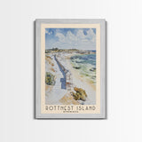 Rottnest Island, Australia Watercolor Print, Vacation Gift, Australia Wall Art, Beach Painting, Beach Decor, Large Wall Art, Wood Frame Art