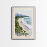 Samara Beach, Costa Rica Watercolor Print, Vacation Gift, Costa Rica Wall Art, Beach Painting, Beach Decor, Large Wall Art, Wood Frame Art