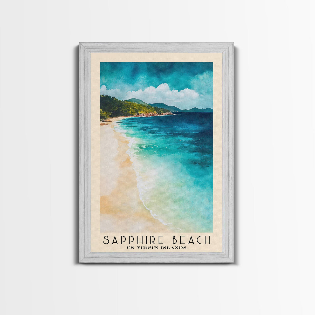 Sapphire Beach, US Virgin islands Watercolor Beach Print, Vacation Gift, US Virgin islands Wall Art, Beach Painting, Beach Decor, Beach Painting