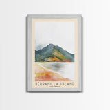 Serranilla Island, Colombia Watercolor Beach Print, Vacation Gift, Colombia Wall Art, Framed Canvas Print, Framed Beach Painting