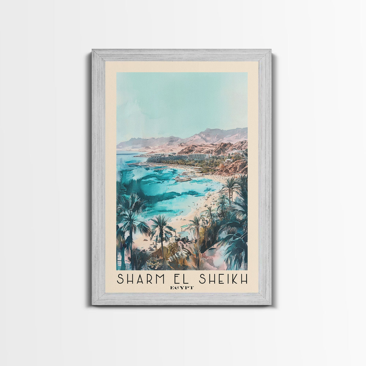 Sharm El Sheikh, Egypt Watercolor Beach Print, Vacation Gift, Egypt Wall Art, Beach Painting, Beach Decor, Beach Painting