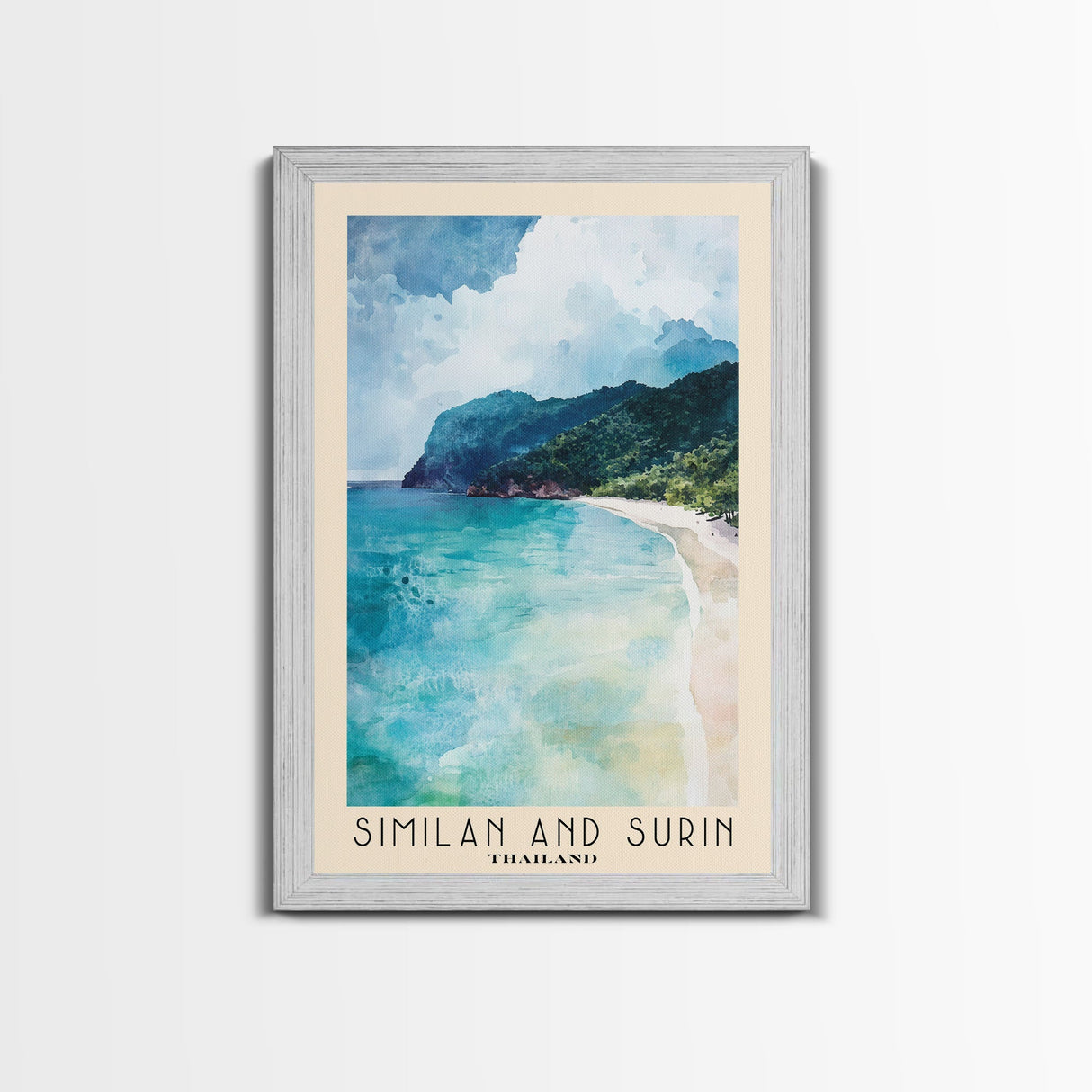 Similan and Surin, Thailand Watercolor Beach Print, Vacation Gift, Thailand Wall Art, Beach Painting, Beach Decor, Beach Painting