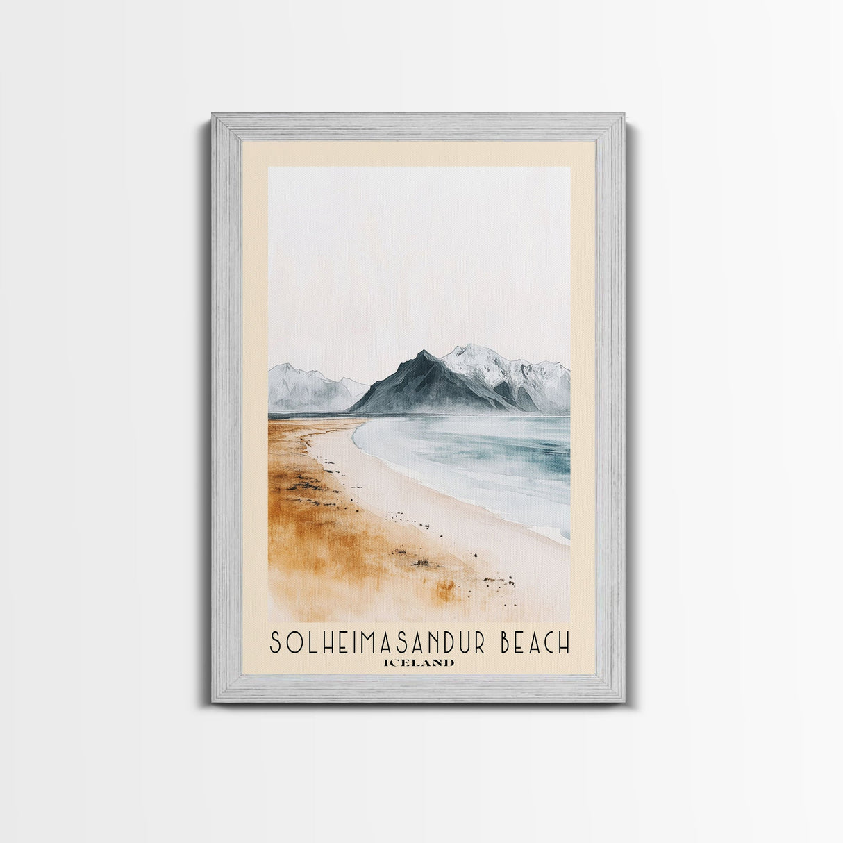 Solheimasandur Beach, Iceland Watercolor Print, Vacation Gift, Iceland Wall Art, Beach Painting, Beach Decor, Large Wall Art, Wood Frame Art