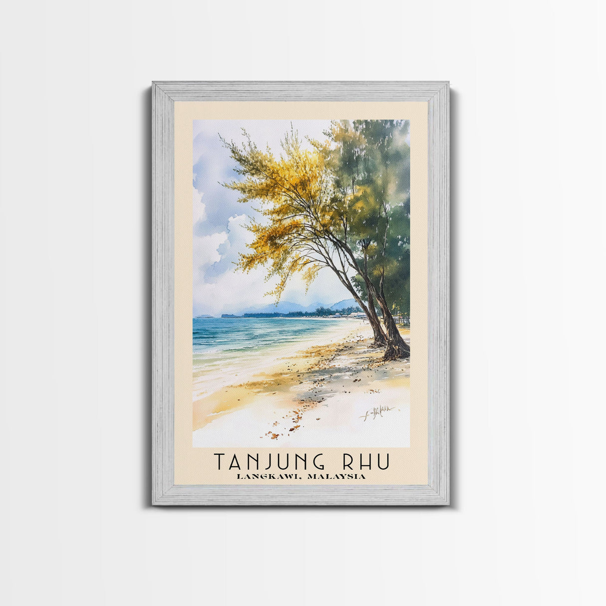 Tanjung Rhu, Langkawi, Malaysia Watercolor Print, Vacation Gift, Langkawi, Malaysia Wall Art, Beach Painting, Beach Decor, Large Wall Art, Wood Frame Art