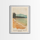 Teluk Bahang Beach, Malasyia Watercolor Print, Vacation Gift, Malasyia Wall Art, Beach Painting, Beach Decor, Large Wall Art, Wood Frame Art