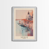 Venice, Italy Watercolor Beach Print, Vacation Gift, Italy Wall Art, Framed Canvas Print, Framed Beach Painting