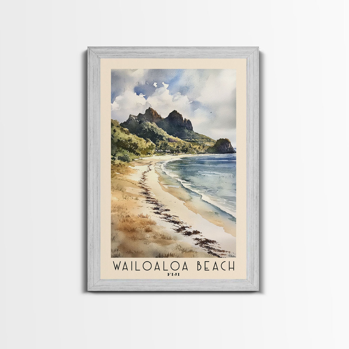 Wailoaloa Beach, Fiji Watercolor Beach Print, Vacation Gift, Fiji Wall Art, Beach Painting, Beach Decor, Beach Painting