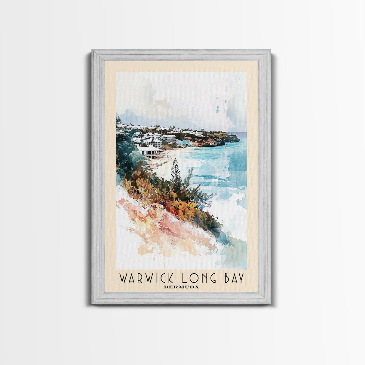 Warwick Long Bay, Bermuda Watercolor Beach Print, Vacation Gift, Bermuda Wall Art, Beach Painting, Beach Decor, Beach Painting