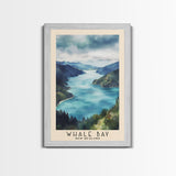 Whale Bay, New Zealand Watercolor Print, Vacation Gift, New Zealand Wall Art, Beach Painting, Beach Decor, Large Wall Art, Wood Frame Art