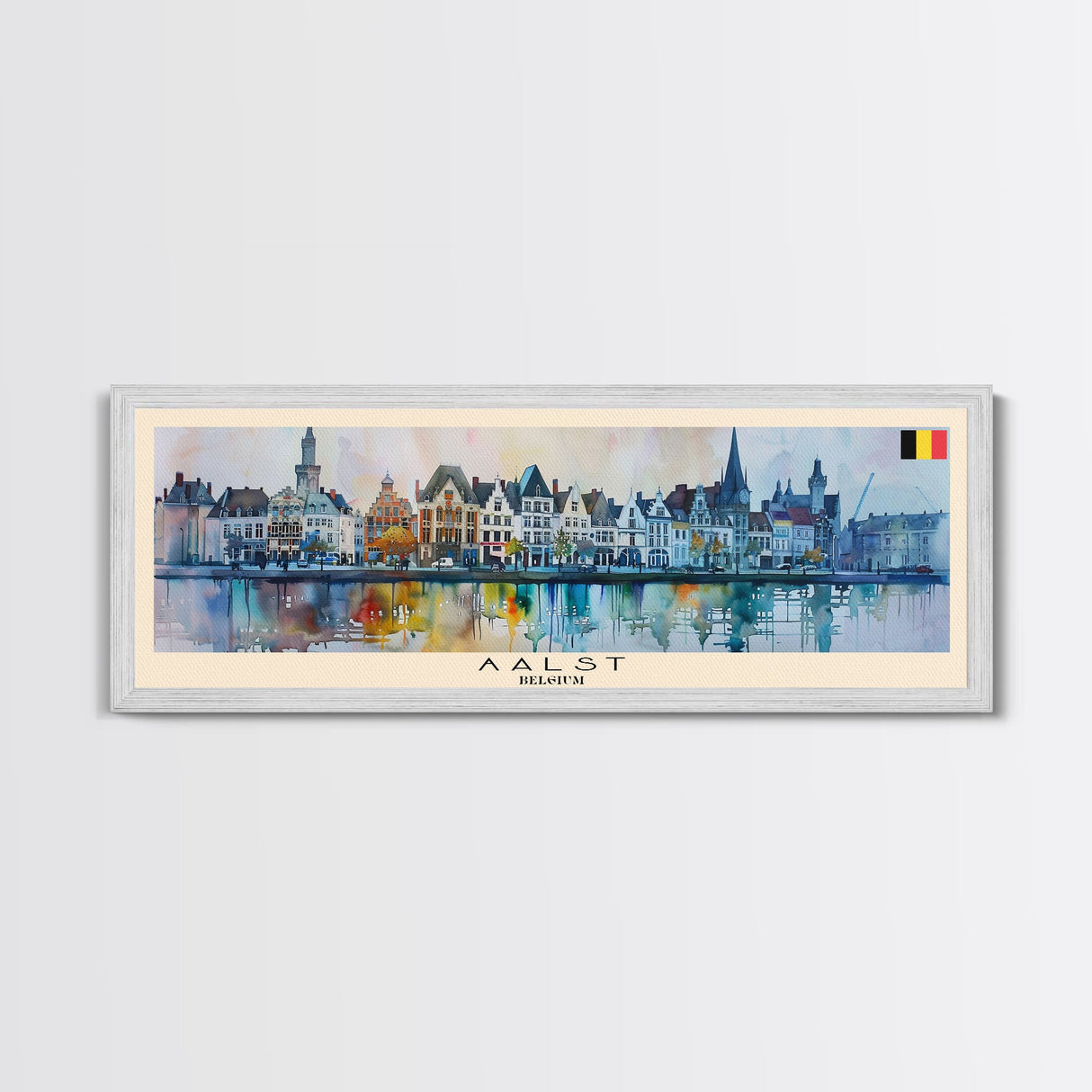 Aalst Belgium Travel Art, City Art, Framed Canvas Print or Metal Wall Art, Europe Travel Poster, Panoramic Wall Art, Extra Wide Wall Art