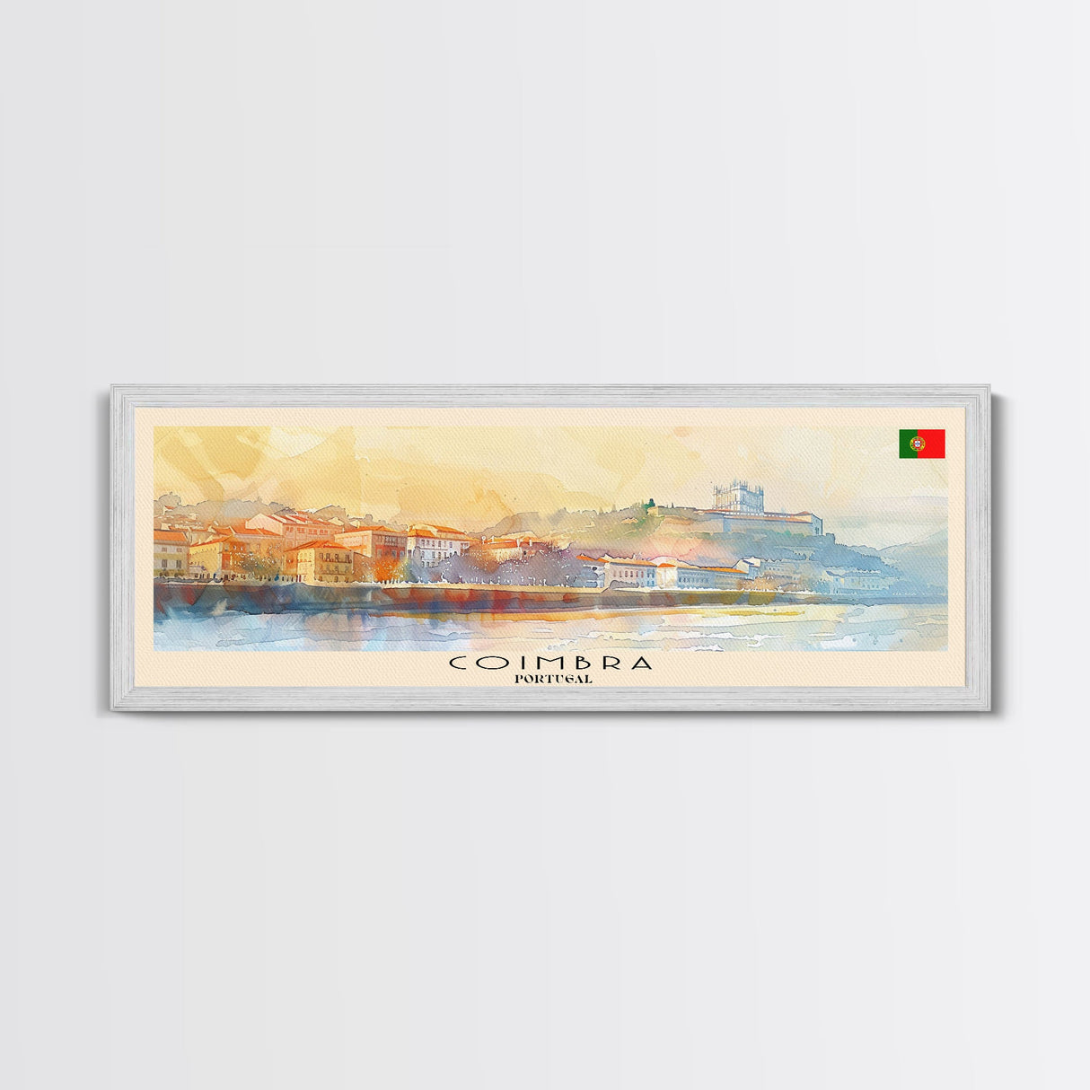 Coimbra Portugal Travel Art, City Art, Framed Canvas Print or Metal Wall Art, Europe Travel Poster, Panoramic Wall Art, Extra Wide Wall Art