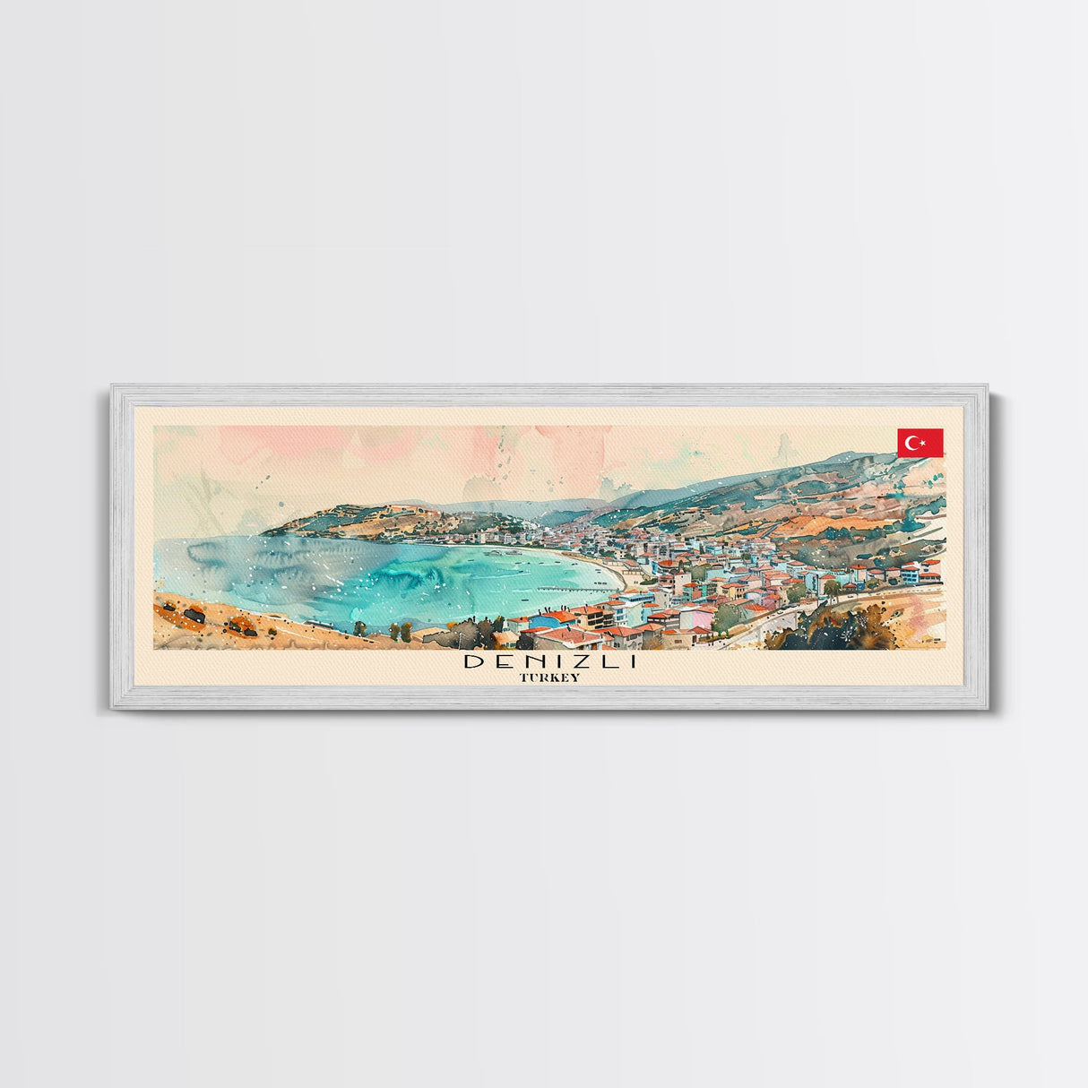 Denizli Turkey Wall Art, Panoramic Travel Poster, Panoramic Framed Canvas Print, City Wall Art, Wall Hanging Home Decor, Travel Art